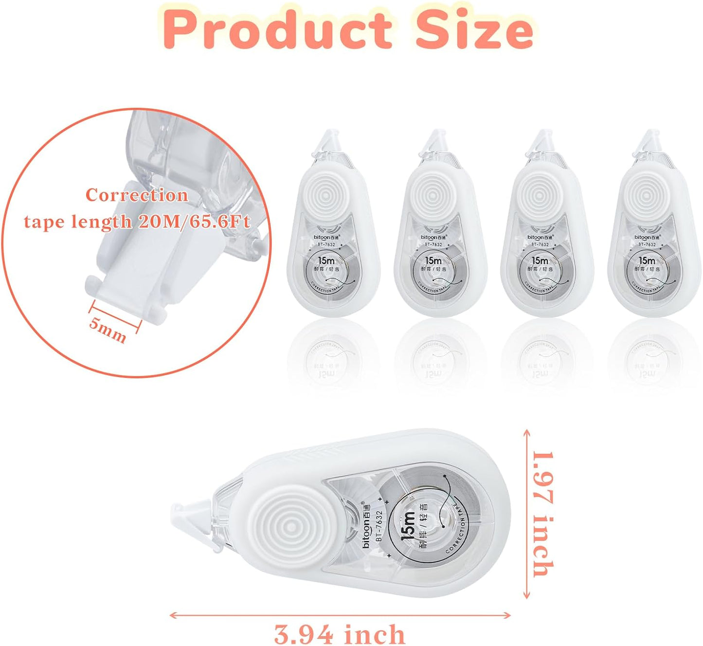Temiary 4 Pcs White Correction Tape with Dispenser, Smooth Quick Dry Pull Out Tapes for Instant Corrections, 49.2 Ft Easy to Use Tear-Resistant Applicator for Office Note Taking, Journaling (Morandi)