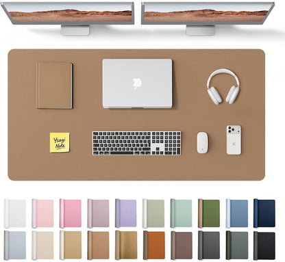 YSAGi Leather Desk Pad Protector, Large Mouse Pad, Non-Slip PU Leather Desk Blotter, Waterproof Writing Pad for Office and Home (31.5" x 15.8", Eggshell) - Colors A