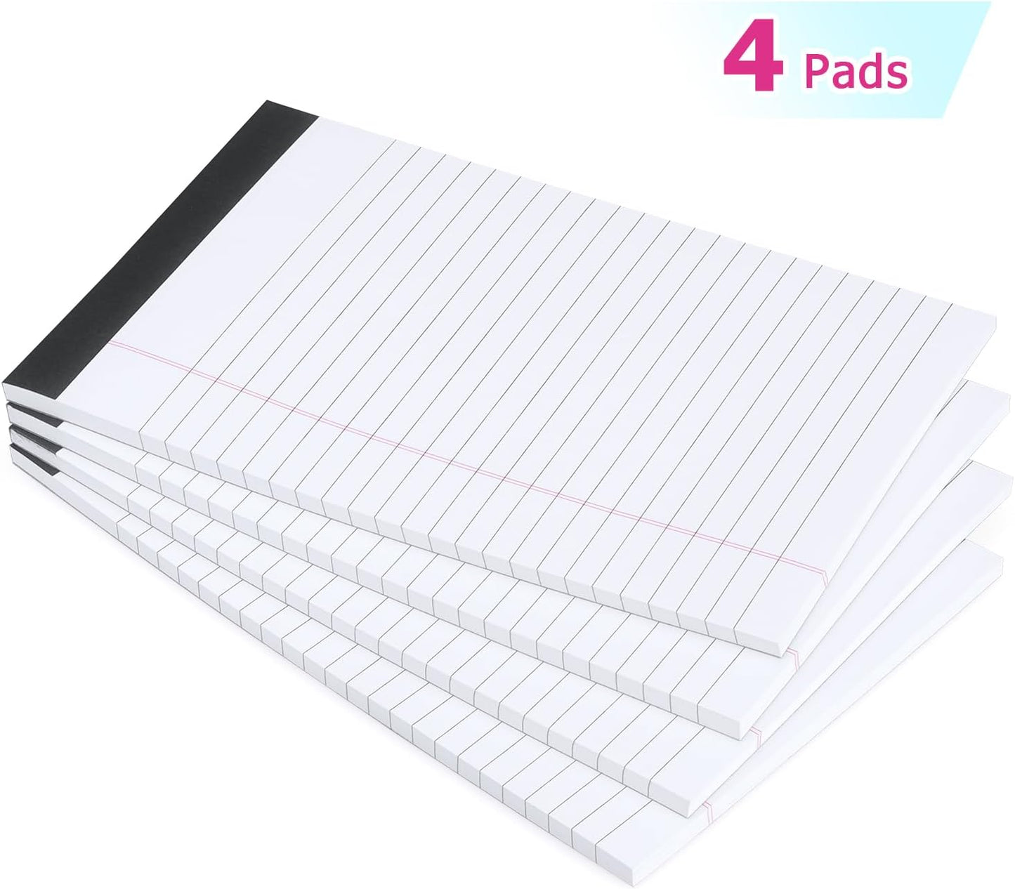 ZZTX Legal Pads Note Pads 5 x 8 Inch Lined Writing Pads, 50 Sheets Per Writing Pad, 4 Pack (Multicolor)
