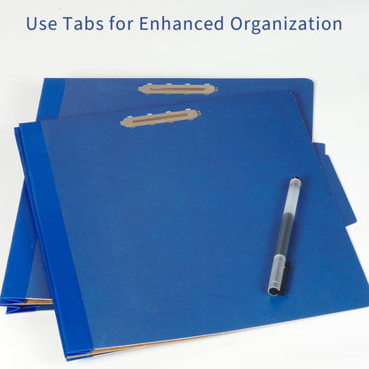 Binditek 10-Pack Pressboard Classification Folders, 1 Divider, Letter Size (8.5" x 11"), 2" Tyvek Expansions, 4 Embedded Top Fasteners (2-Prong Design), Navy