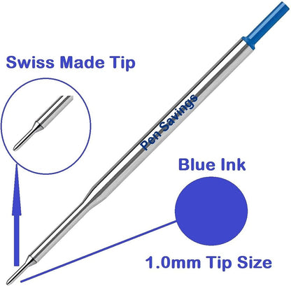 5 Pen Savings Ballpoint Pen Refills Compatible with Papermate Lubriglide, Aspire, PhD Pens, Medium Point, Bulk Packed (Black)