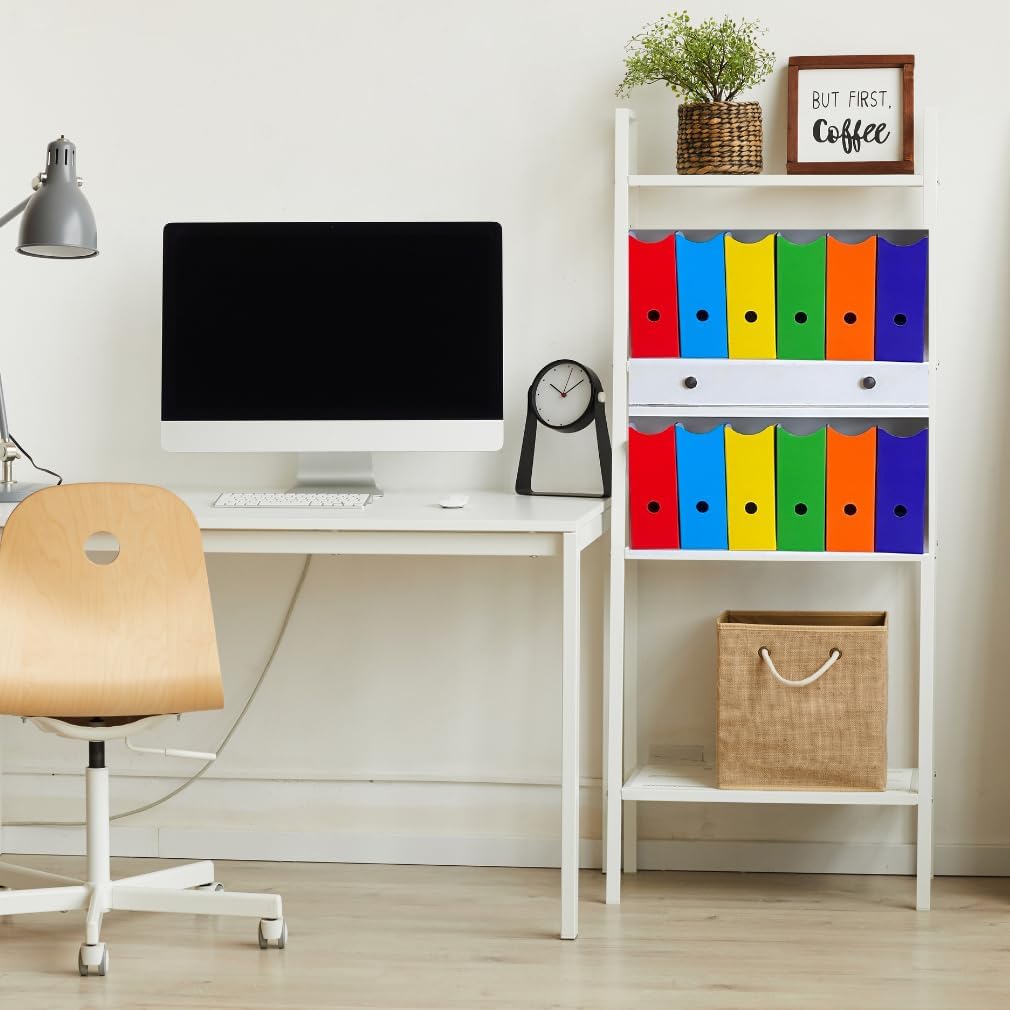 Evelots Magazine File Holder - Set of 24 Multi Color - Office Desk Organizer - Sturdy Cardboard - New Upgraded Double Front Panel for More Stability - Full 4 Inch Wide - Easy Assemble