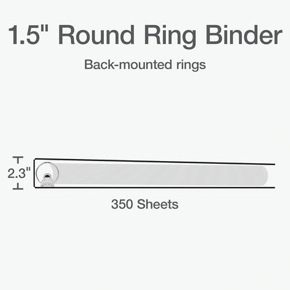 Oxford Ring Binders, 1.5" Round Ring Binders, View Binder, Covers on 3 Sides, XtraLife Hinge, Non-Stick, PVC-Free, White, 350 Sheet Capacity (1002547)