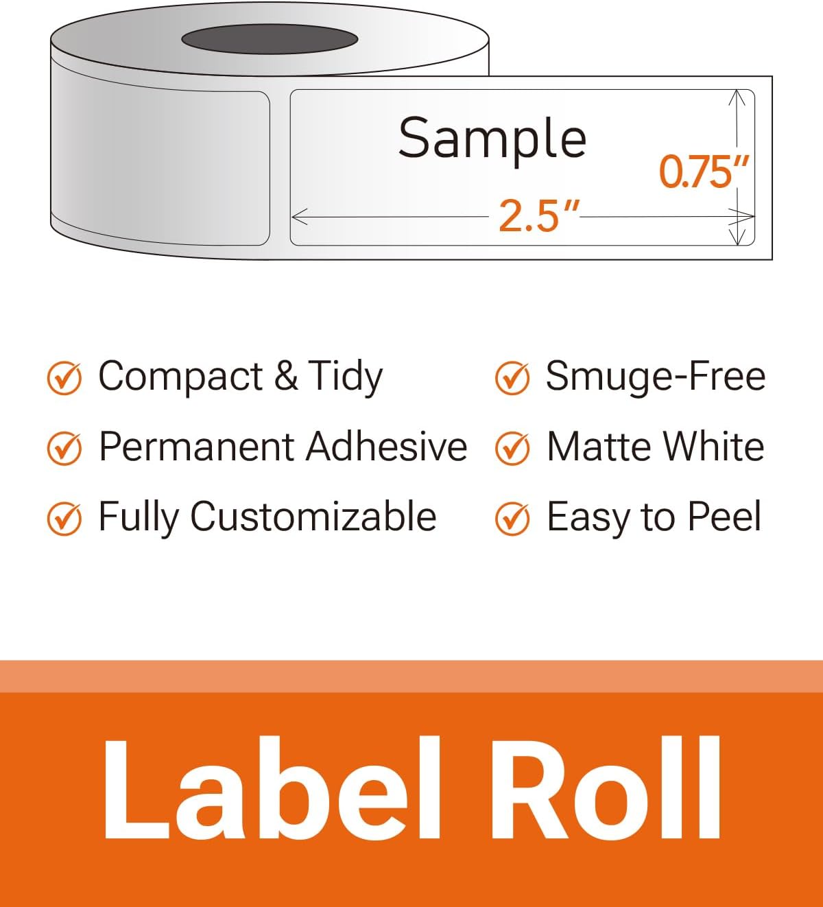 Personalized Return Address Labels on Roll – Custom Name & Address Stickers, Roll of 250, Easy-Peel Self-Adhesive, Glossy White 2.5" x 0.75"