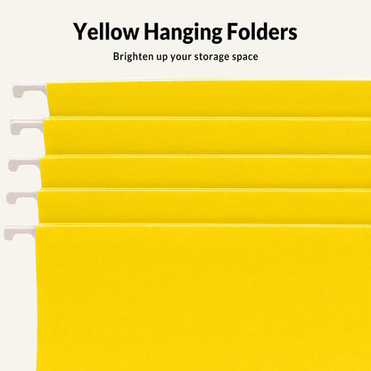 SUNEE Hanging File Folders, 25 Pack Letter Size Hanging File Folders with 1/5-Cut Tabs, Ideal for Home and Office Organization and Papers Classification,Yellow
