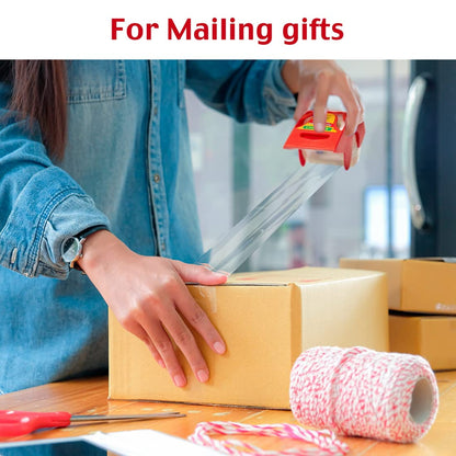 Packing Tape with Dispenser Clear Noiseless Packaging Tape for Shipping Moving Strong Sealing Adhesive Industrial Depot Tapes for Storage 1.96 inch x 33 Yards 1” Core 3 Pack