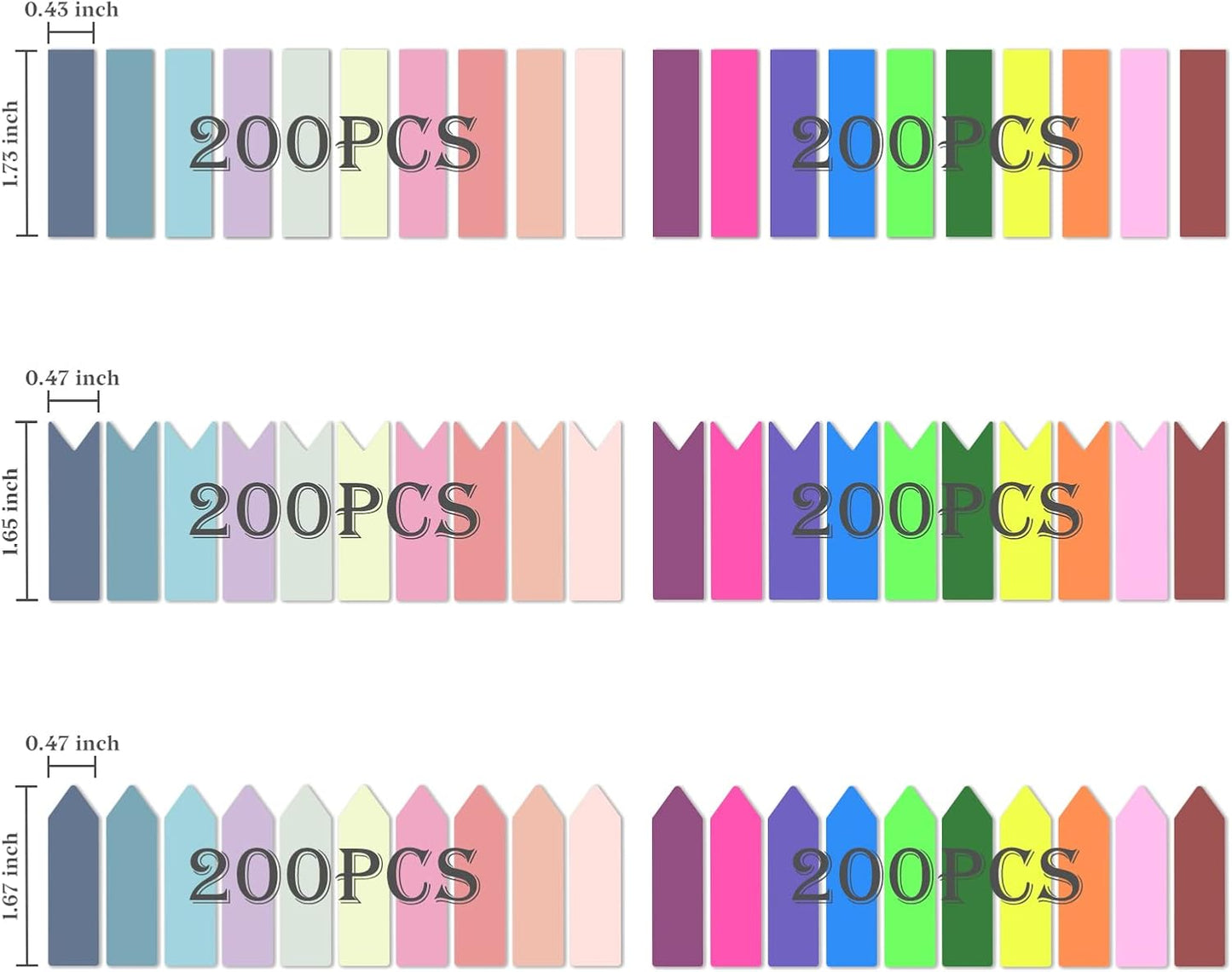 Temiary 1200 Pieces Transparent Sticky Index Tabs, Page Markers for Annotating, Translucent Morandi Arrow Flag Tab for Bookmarks Bible Tabs Notebook School Supplies