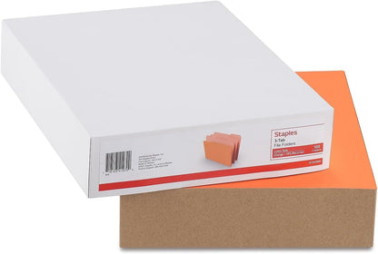 Staples File Folders, Letter Size, 1/3‑Cut Tabs, Purple, Durable 10.5‑Point Paper Stock, 100/Pack