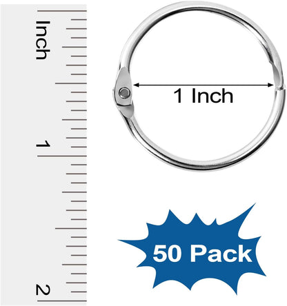 Decymis 50 Pack Binder Rings 1 Inch, Loose Leaf Binder Rings for Index Cards, Metal Steel Paper Rings, Small Binder Rings, Office Metal Book Rings, Sturdy Binder Rings, Keychain Key Rings Metal
