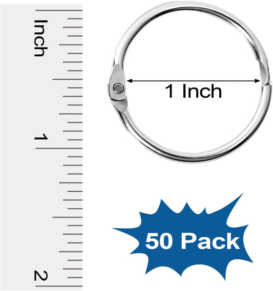 Decymis 50 Pack Binder Rings 1 Inch, Loose Leaf Binder Rings for Index Cards, Metal Steel Paper Rings, Small Binder Rings, Office Metal Book Rings, Sturdy Binder Rings, Keychain Key Rings Metal