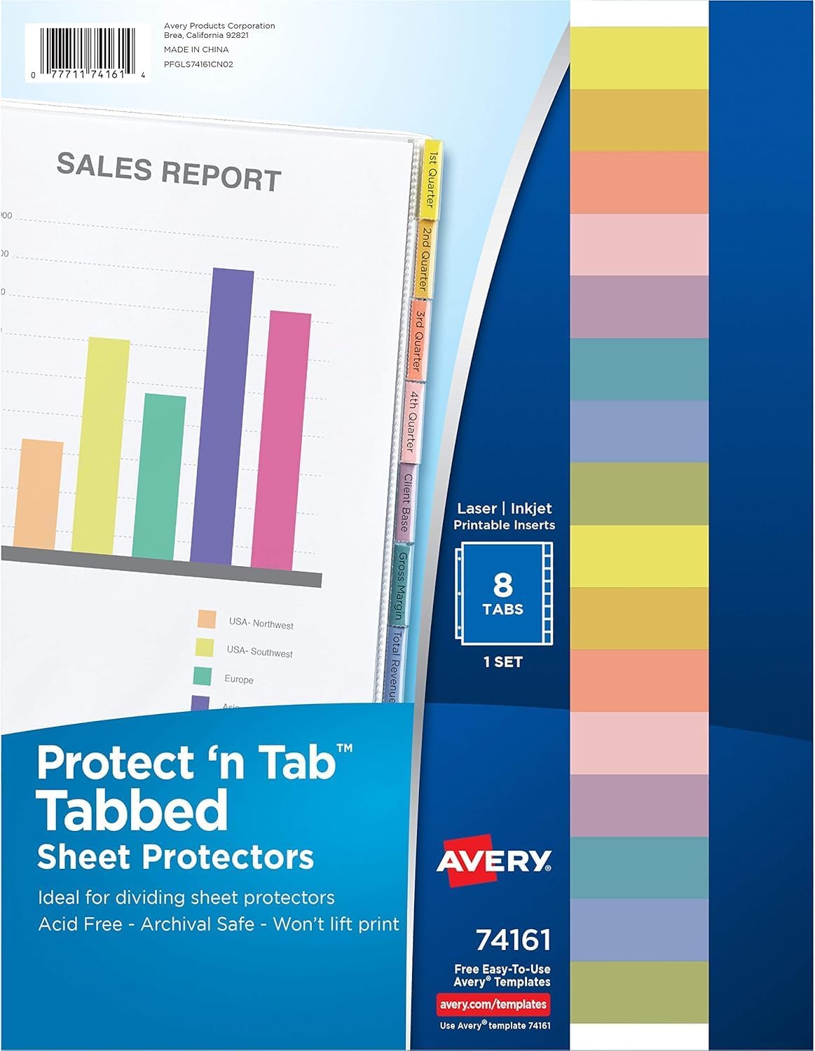 Avery Clear Protect 'n Tab Tabbed Sheet Protector Dividers, 8-Tab Set, Top Load, 8 Page Protectors (74161)