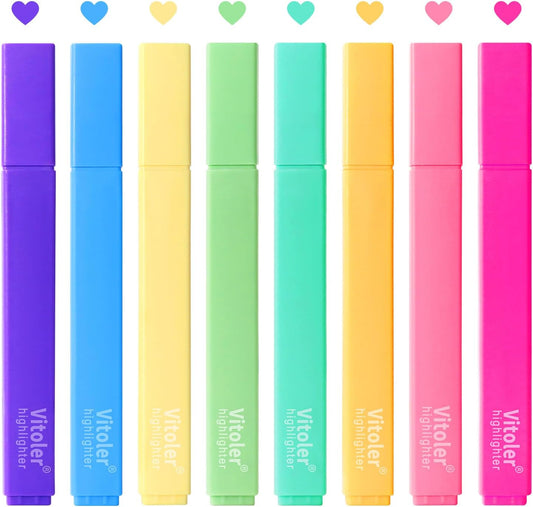 Highlighters, 8 Colors Chisel Tip Highlighters, No Bleed Bible Highlighters for Journaling Planner Notes Supplies