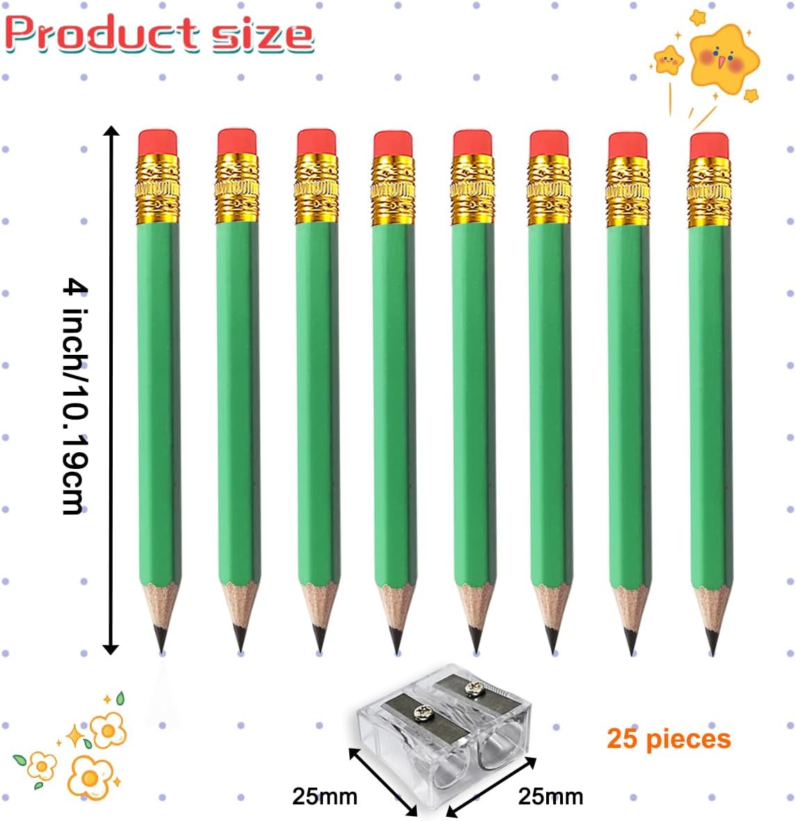 Adhere 25pcs Golf Pencils with Eraser Pre sharpened Hexagon half Wooden Pencils Graphite 2B for Golf Event Scoring,Classroom,Wedding,Company Meetings,Pew, Pocket (Nature)