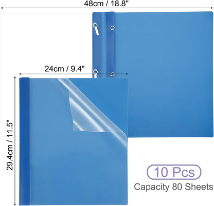 PATIKIL Plastic Report Covers with Prong, 10 Pcs 80 Sheet Clear Front Presentation Binders with 3 Metal Prong Fasteners Report Folder for Resume Documents Files Letter, Grass Green