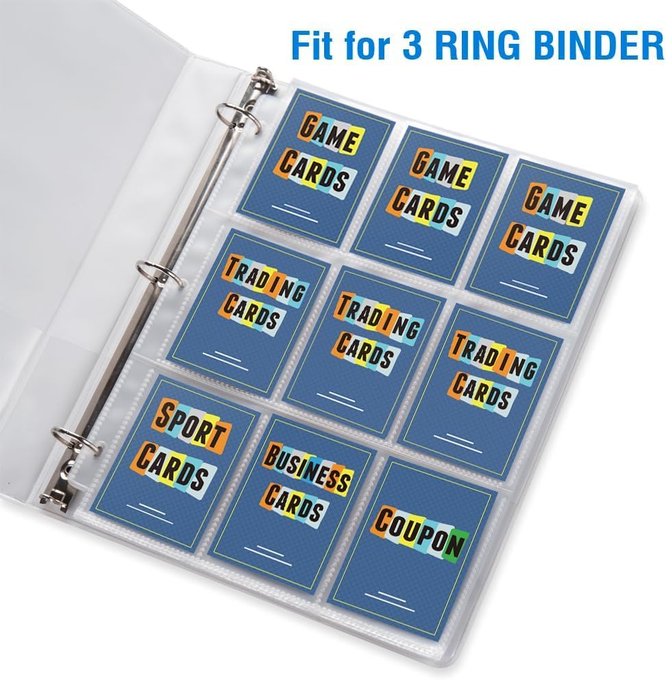 36 Pack 9 Pocket Page Protectors, Sooez Double Sided Trading Card Sleeves for 3 Ring Binder, Baseball Cards Holder, Protective Pages Sheets for Binders Album, Fit for Collectible Games, Sports Cards