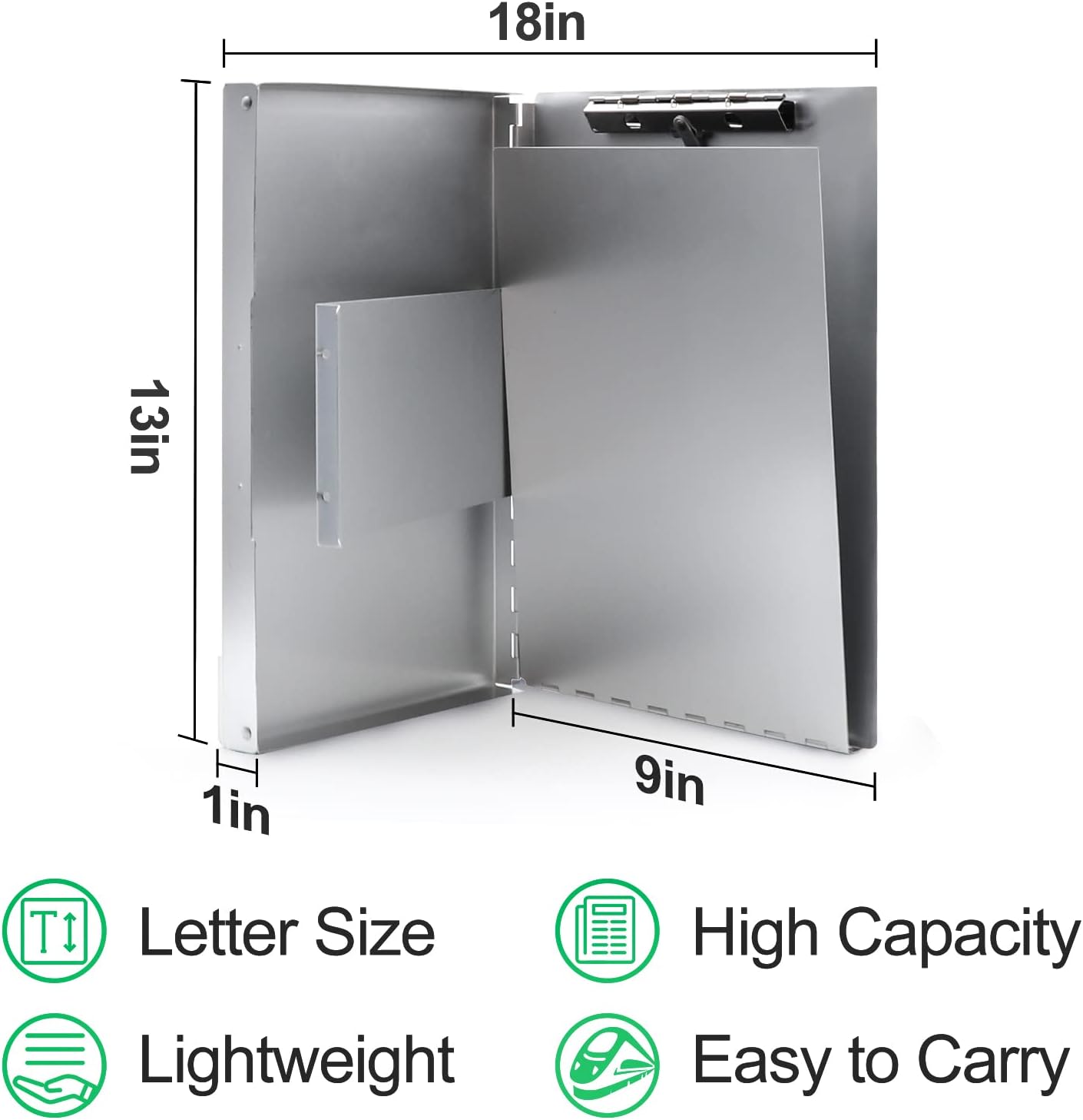 Sunnyclip Aluminum Clipboard with Storage (Letter Size), Metal Recycle Form Holder Portfolio Binder with Clip Inside Posse Box, for Office Business Medical Professionals Stationer