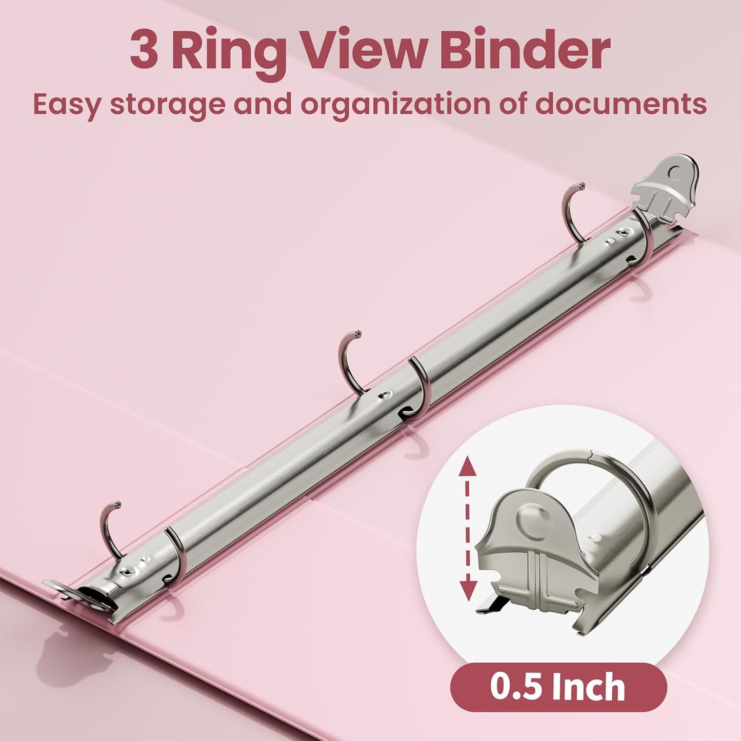 SUNEE 1 Inch Binders 3 Ring 6 Pack, Clear View Three Ring Binders PVC-Free (Fit 8.5x11 Inches) for School Binder or Office Binder Supplies, Classic 6 Colors