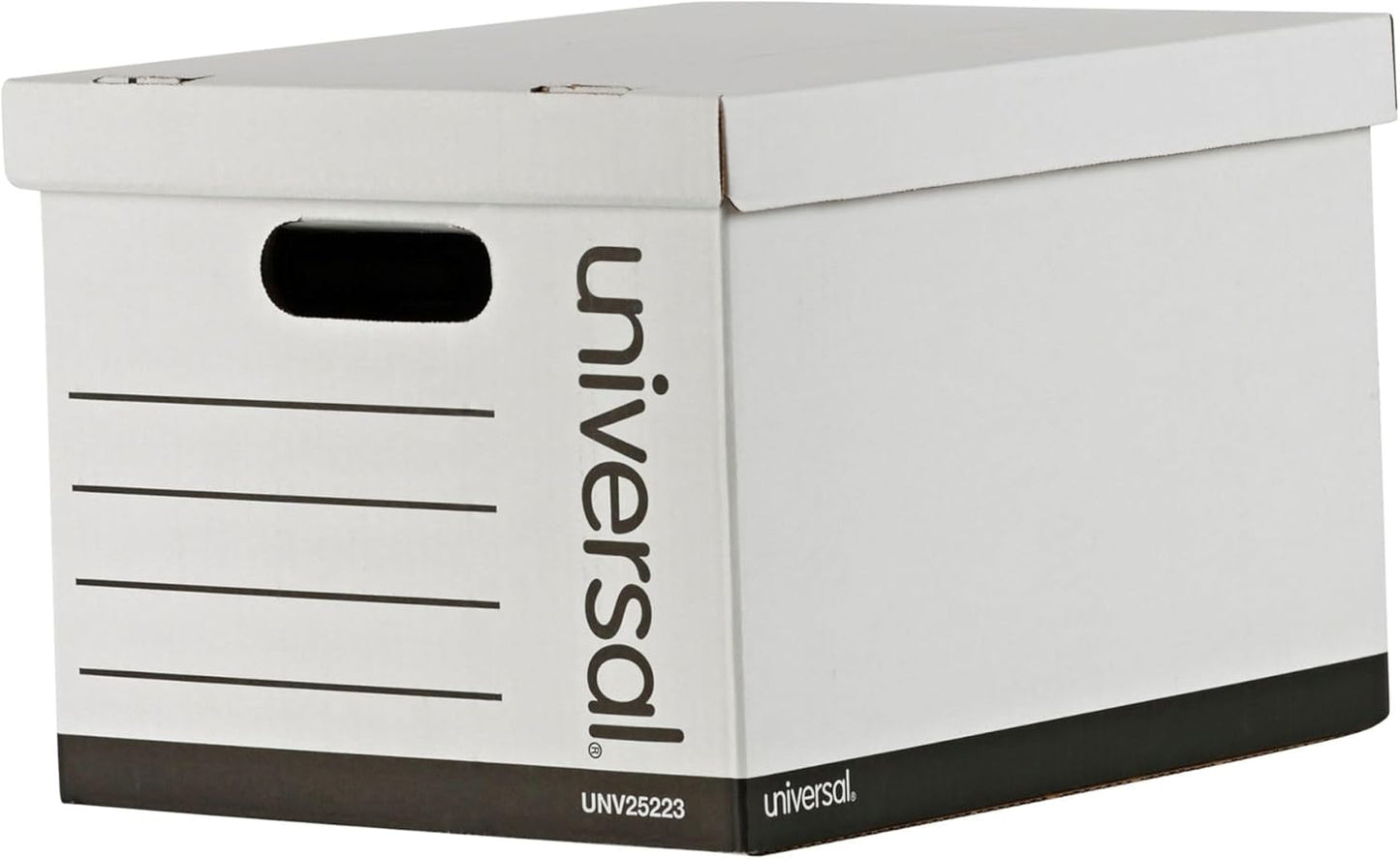 Universal Basic-Duty Economy Record Storage Boxes, 10 Pack, Letter/Legal Files, 12" x 15" x 10", White,