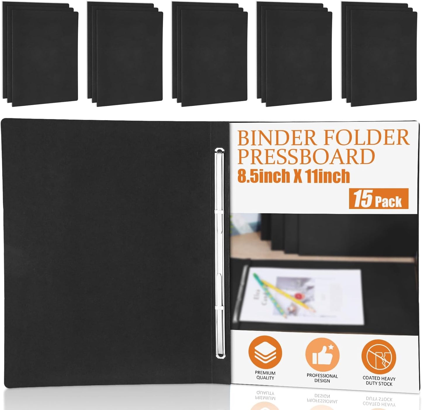 Zhanmai 15 Packs 8.5'' x 11'' Pressboard Report Covers, Metal Prong Fastener with Compressor, Letter Size 3'' Capacity Presentation Report Folder to Neatly Bind Reports, Proposals, Documents(Blue)