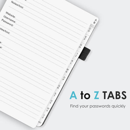Elegant Password Book with Alphabetical Tabs - Hardcover Password Book for Internet Website Address Login - 5.2" x 7.6" Password Keeper and Organizer w/Notes Section & Back Pocket (Turquoise)