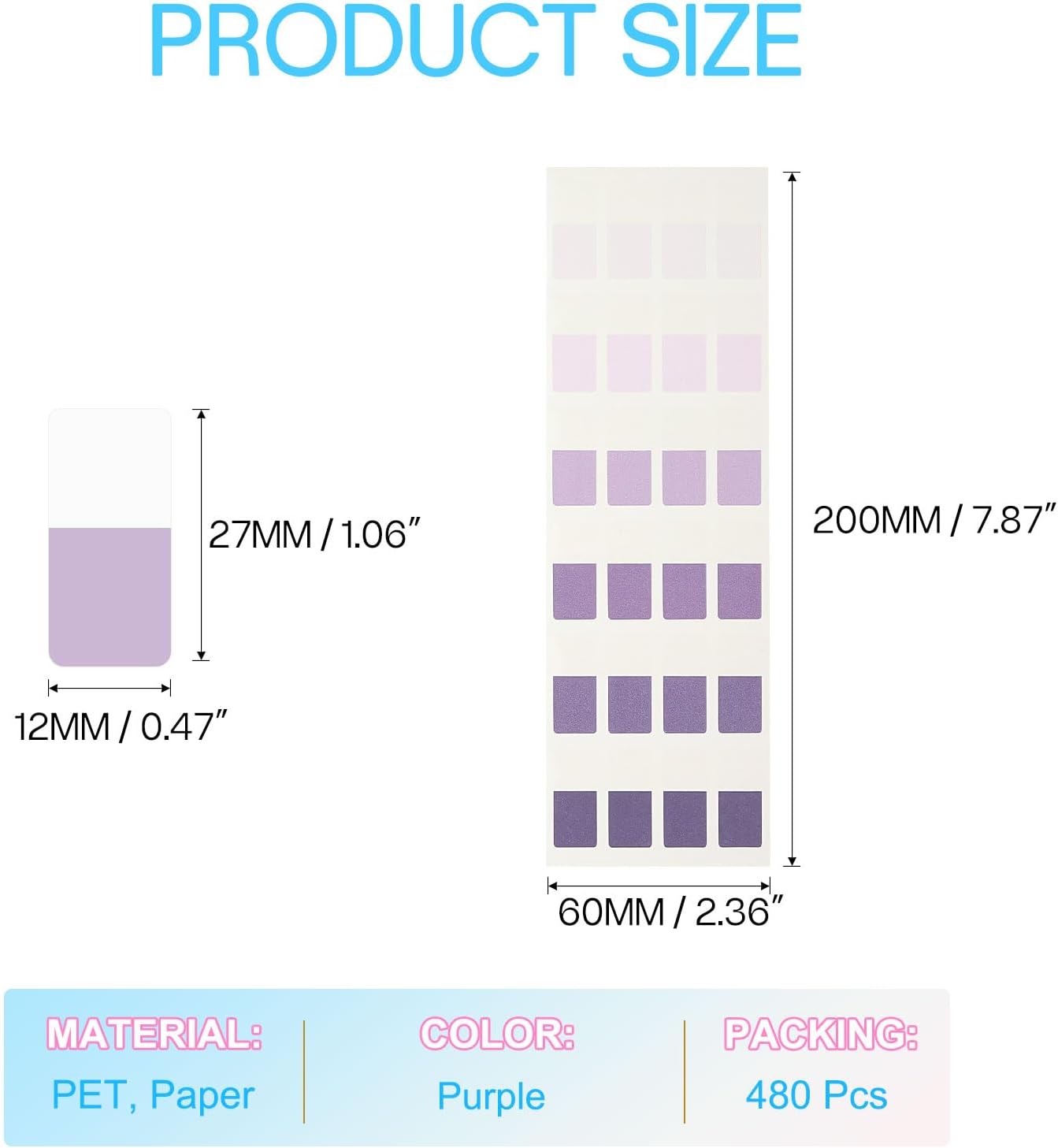 PATIKIL Clear Index Sticky Tabs, 480 Pcs Small Transparent Sticky Notes Bookmarks Planner Stickers Page Tabs for Office Notebooks File Folder Ledger Book, Gradient Pink