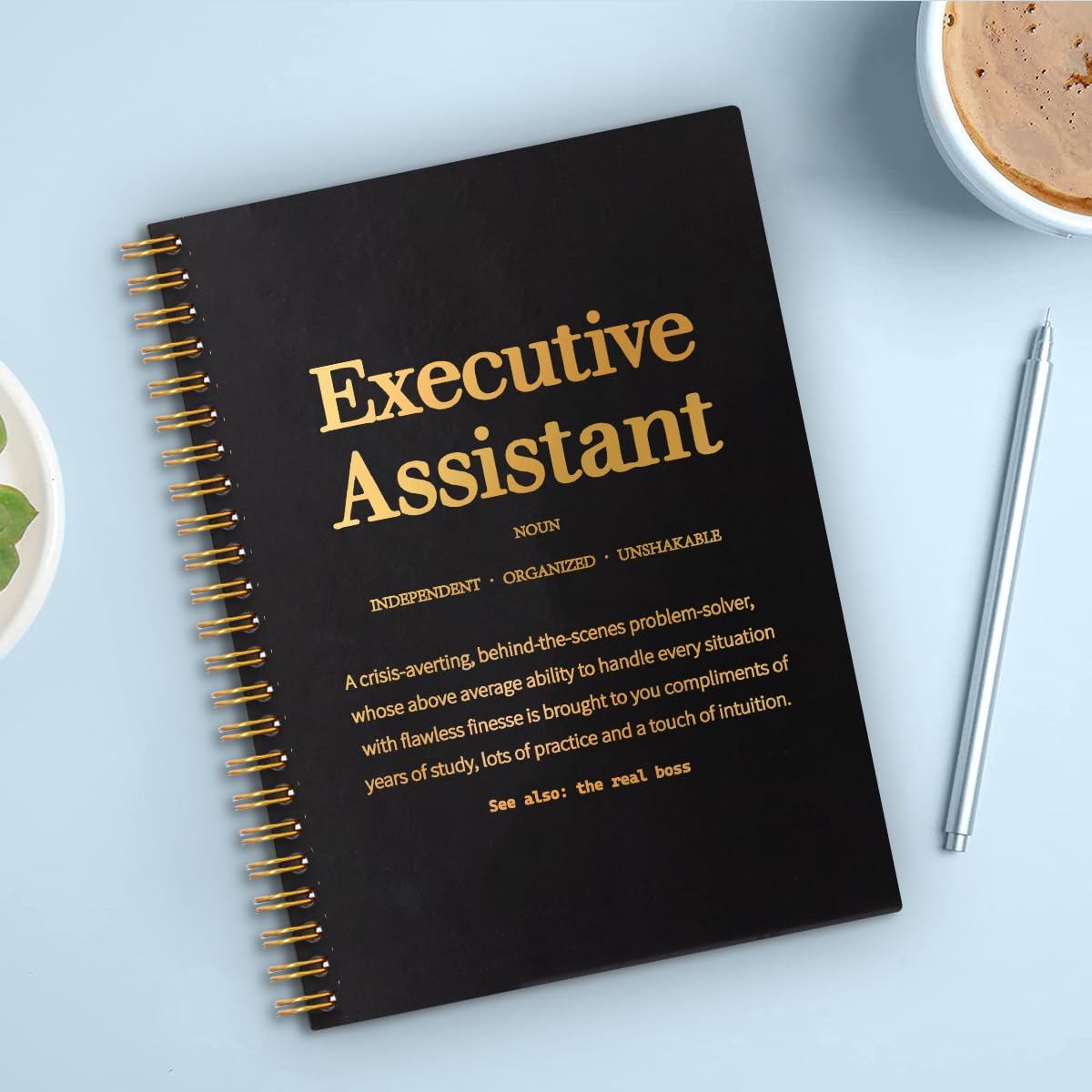 Executive Assistant Gold Foil Hardcover 160 Pages Spiral Notebooks, Inspirational Gift for Executive Assistant, Administrative Assistant Gift, Thank You Thanksgiving Gift for Coworkers