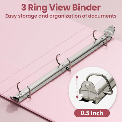 SUNEE 3 Ring Binder 2 Inch, Clear View Binder Three Ring PVC-Free (Fit 8.5x11 Inches) for School or Office Supplies, Light Purple, 1 Pack