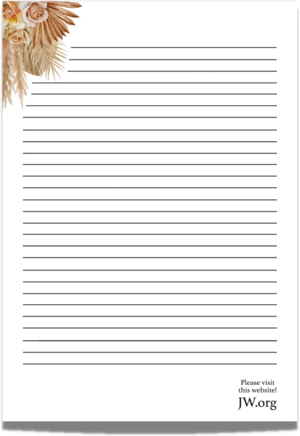 JW Letter Writing A4 Pad Stationery Paper Lined Gift Notepad Writing Sheets (Pink Rose)