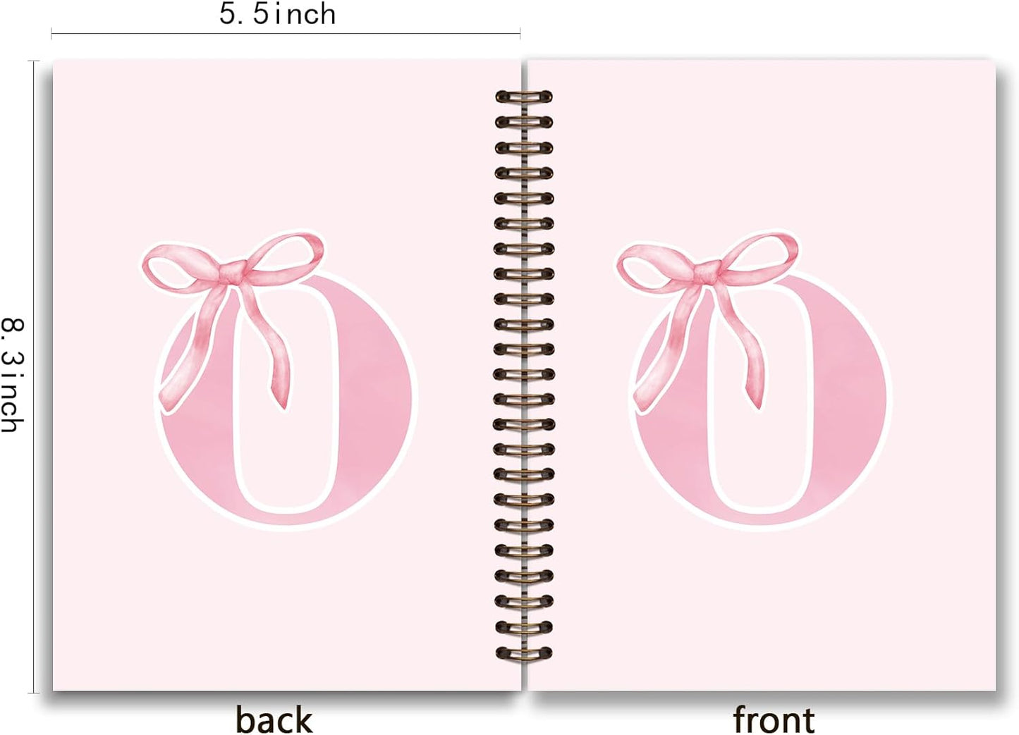 Blue Bow Journal Notebook for Girls,Initial H Journals Personalized Diary Gifts for Teen Girl Kids,Monogrammed Gifts for Women,Trendy Coquette Cute Hardcover Spiral Notebook 5.5 x 8.3 - Colors B