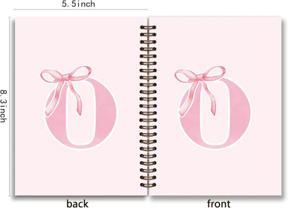 Blue Bow Journal Notebook for Girls,Initial H Journals Personalized Diary Gifts for Teen Girl Kids,Monogrammed Gifts for Women,Trendy Coquette Cute Hardcover Spiral Notebook 5.5 x 8.3 - Colors B