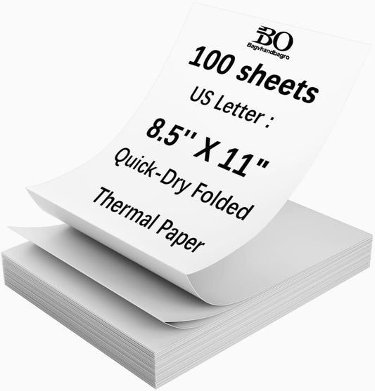 Thermal Printer Paper 8.5 x 11 Inch, 200 Sheets US Letter Size Thermal Paper, Compatible with M08F/A40 Thermal Portable Printer, Continual Feeding Folded Printing Paper (200 Sheets/Continuous Folding)