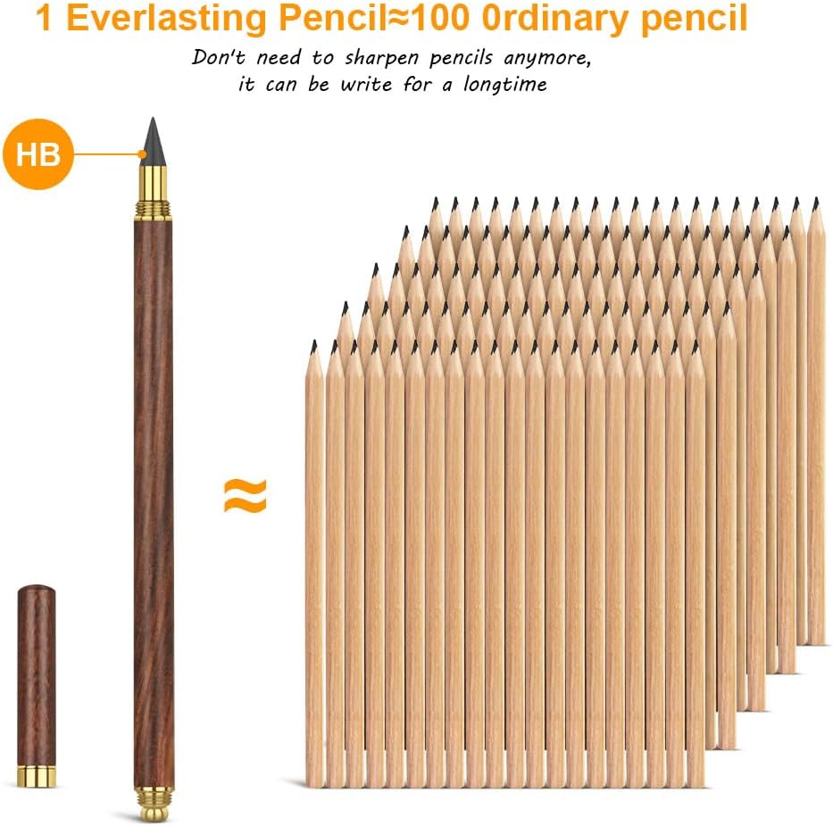 HOTUT Inkless Pencil - 4pcs Everlasting Wooden Infinity Pencil, Wood-Cased Graphite Reusable for Writing Drawing, Students Home Office School Supplies