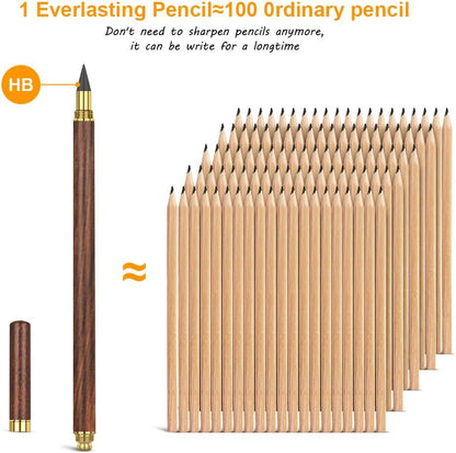 HOTUT Inkless Pencil - 4pcs Everlasting Wooden Infinity Pencil, Wood-Cased Graphite Reusable for Writing Drawing, Students Home Office School Supplies