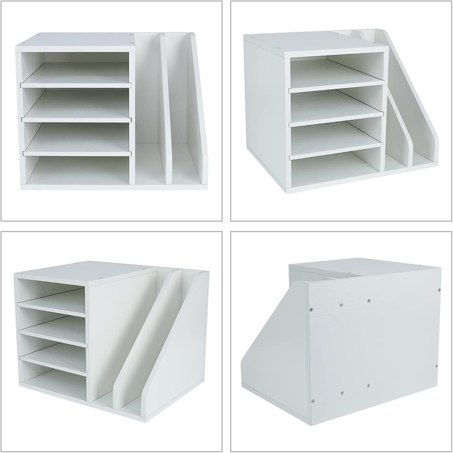 PAG Wood Desktop File Holder Organizer Mail Sorter for File Folders, Mails, Envelopes, Mailing Supplies or Magazines, Brown