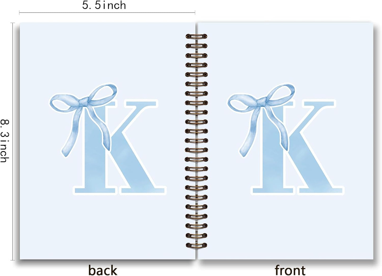 Blue Bow Journal Notebook for Girls,Initial H Journals Personalized Diary Gifts for Teen Girl Kids,Monogrammed Gifts for Women,Trendy Coquette Cute Hardcover Spiral Notebook 5.5 x 8.3 - Colors A