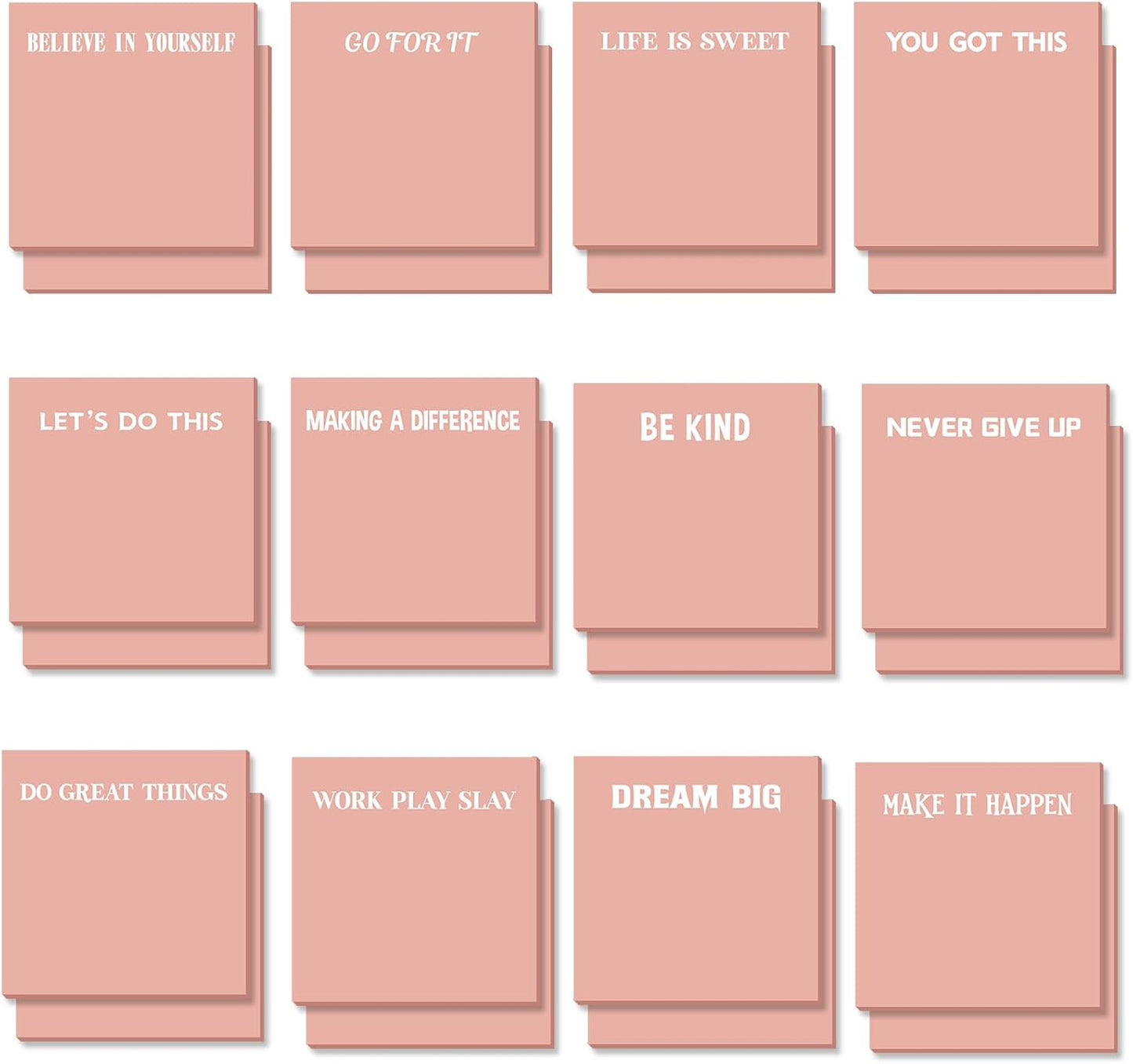 Yinder 48 Pcs Inspirational Sticky Notes Cute Motivational Sticky Notes Pad End of Year Employee Appreciation Gifts Bulk for Teacher Nurse Coworkers Office Supplies 3 x 3'' (Thank You,Dark Color)