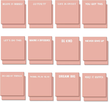 Yinder 48 Pcs Inspirational Sticky Notes Cute Motivational Sticky Notes Pad End of Year Employee Appreciation Gifts Bulk for Teacher Nurse Coworkers Office Supplies 3 x 3'' (Thank You,Dark Color)