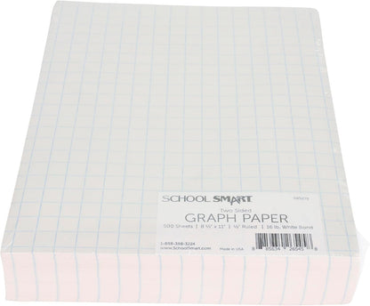 School Smart Double Sided Graph Paper, 8-1/2 x 11 Inches, 1/2 Inch Rule, White, Pack of 500 - 085279