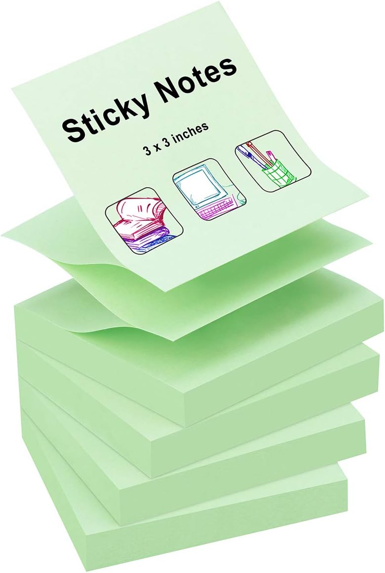 ZCZN 400 Sheets Pop-up Sticky Notes, 3 x 3 Inches, 4 Pads Bright Color Self-Stick Notes, 100 Sheets/Pad, Pink