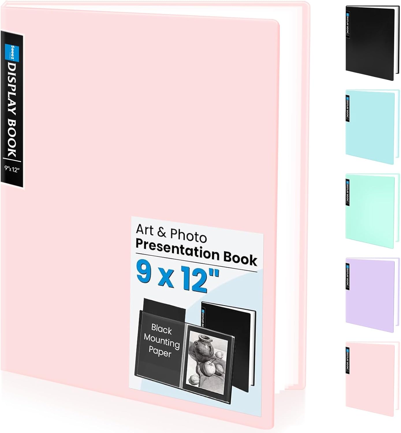 Sooez Art Portfolios 11"x17", Large Portfolio Folder with 30 Pockets & Black Inner Sheets, Display 60 Pages, 11 x 17 Presentation Book for Artwork Storage, Binder with Plastic Sleeves for Artist