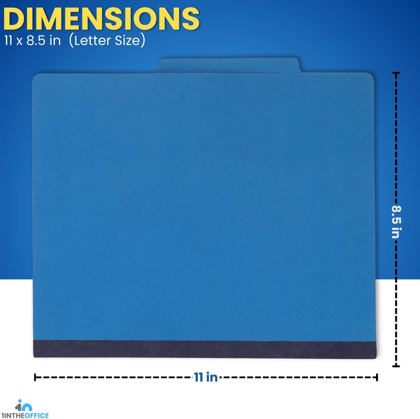 1InTheOffice Pressboard Classification Folders, 1 Divider, Letter Size, 4 Fasteners, Blue, 10 Pack