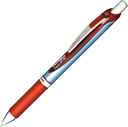 Pentel® EnerGel™ Deluxe RTX Retractable Liquid Gel Pens, Fine Point, 0.5 mm, 54% Recycled, Blue Barrel, Black Ink, Pack Of 12 Pens