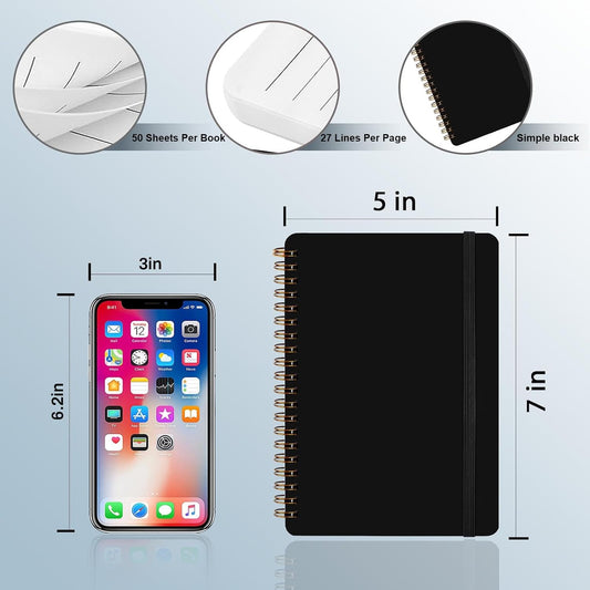 4 PCS Small Spiral Notebook 5x7, Spiral Journal Notebook, Notebooks for Work, Note Taking, School, Small Notebooks 5x7 with Strap, Cute Notebooks for Women 50 Sheets