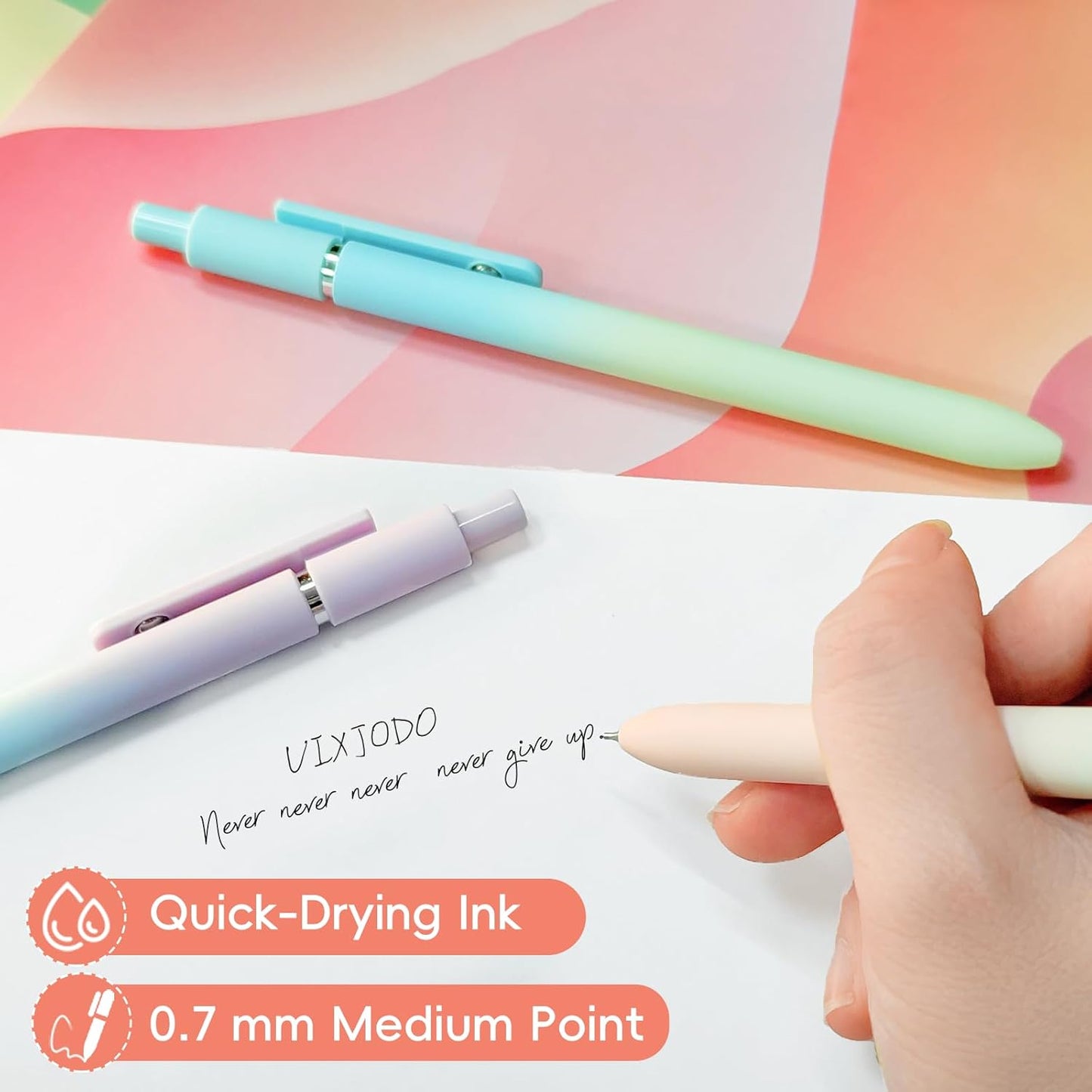 UIXJODO Gel Pens, 5 Pcs 0.5mm Black Ink Pens Fine Point Smooth Writing Pens with Silicone Grip, High-End Series Metal Clip Retractable Pens for Journaling Note Taking (Vintage)