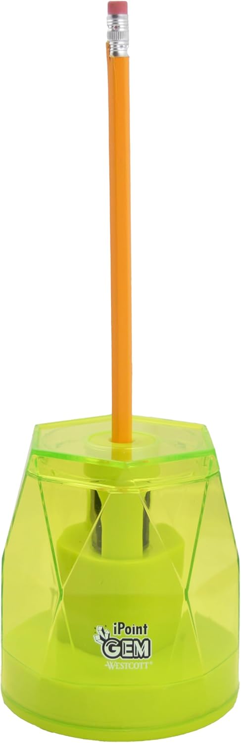 Westcott iPoint® GEM Battery Pencil Sharpener, Neon Green (00577)