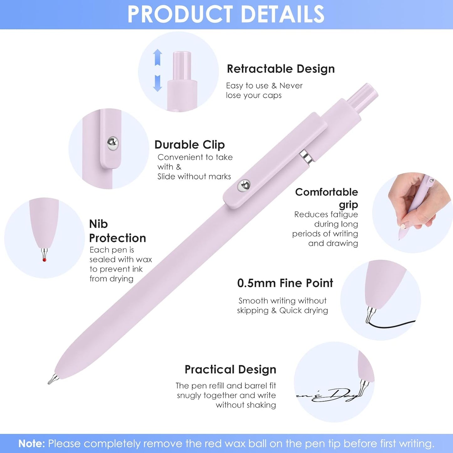 Donyang Gel Pens, 7pcs 0.5mm Black Ink Pens Quick Dry Fine Point Smooth Writing Pens for Journaling Note Taking, Cute Nurse Teacher Work Desk Accessories Office School Supplies Gifts for Women Men