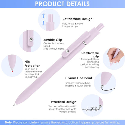 Donyang Gel Pens, 7pcs 0.5mm Black Ink Pens Quick Dry Fine Point Smooth Writing Pens for Journaling Note Taking, Cute Nurse Teacher Work Desk Accessories Office School Supplies Gifts for Women Men