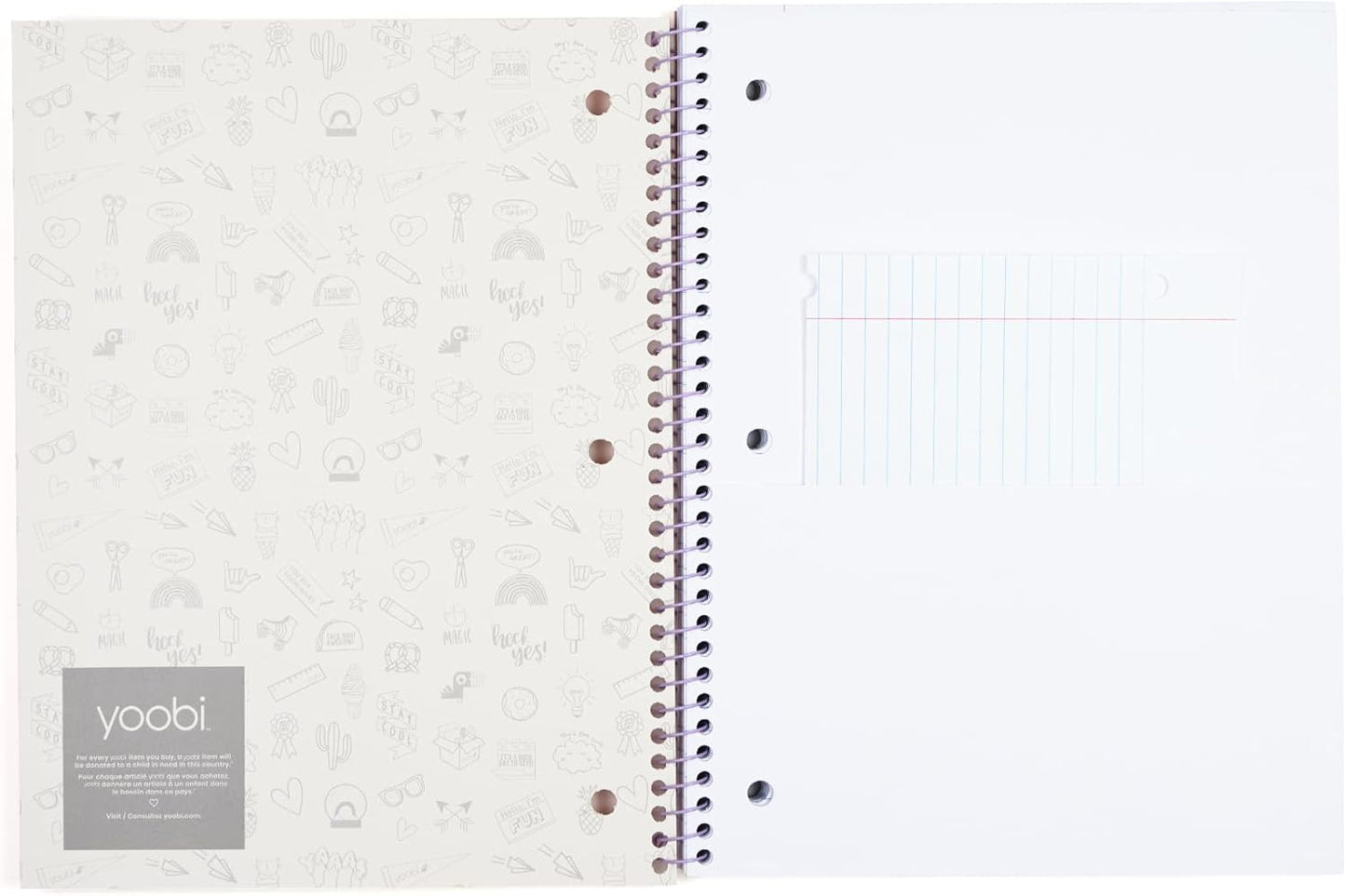 Yoobi College Ruled 8 x 10.5” Spiral Notebook Set – 3-Pack of 1 Subject Notebooks, Pink, Purple & Black Celestial Patterns – 150 Perforated 3-Hole Punched Sheets