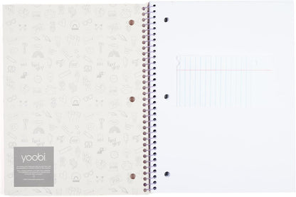 Yoobi College Ruled 8 x 10.5” Spiral Notebook Set – 3-Pack of 1 Subject Notebooks, Pink, Purple & Black Celestial Patterns – 150 Perforated 3-Hole Punched Sheets