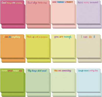 Yinder 48 Pcs Inspirational Sticky Notes Cute Motivational Sticky Notes Pad End of Year Employee Appreciation Gifts Bulk for Teacher Nurse Coworkers Office Supplies 3 x 3'' (Thank You,Dark Color)